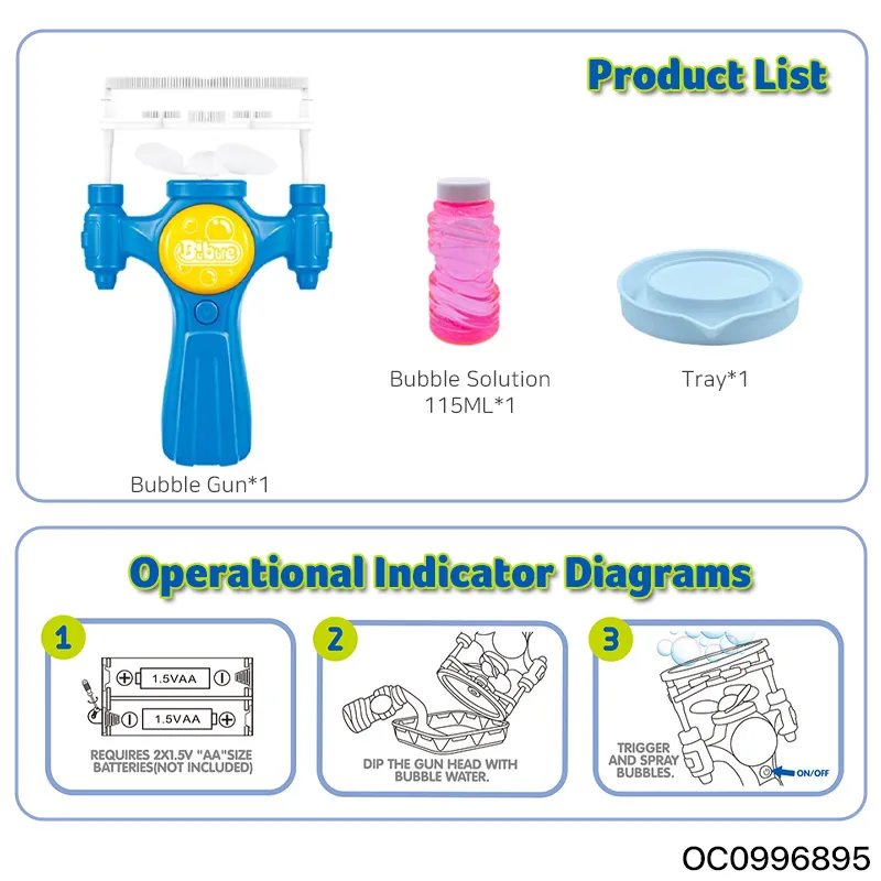 Tray 115ml Bubble Water Set Outdoor Structures Kids Toy Gun Bubble Machine with No Battery