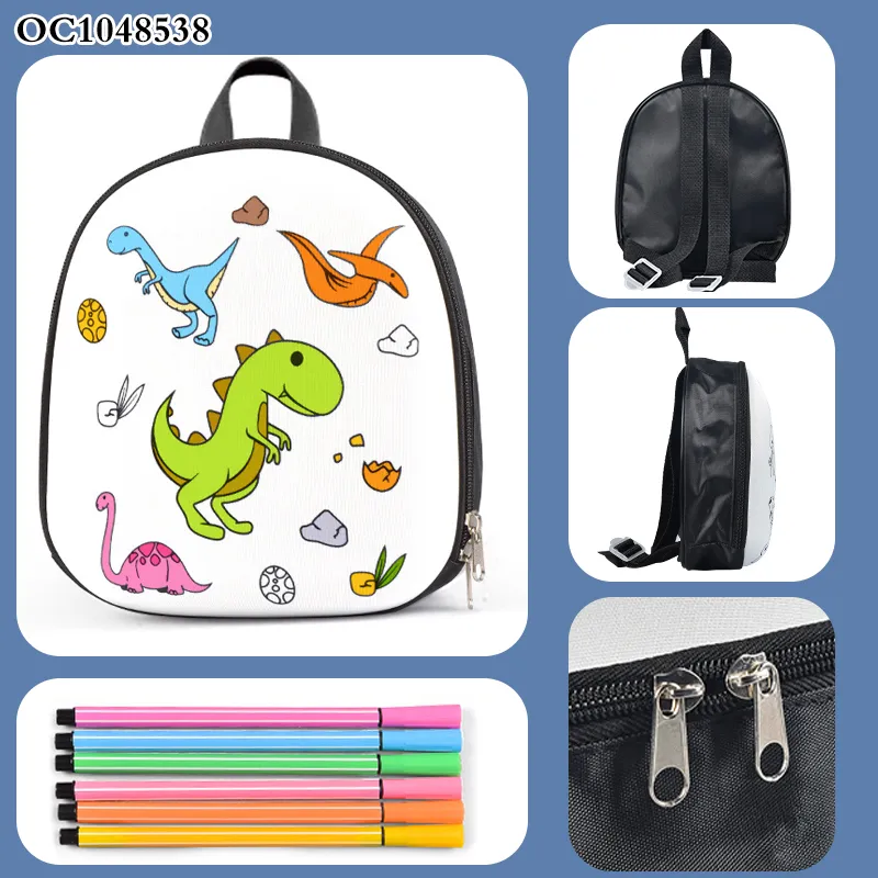 Wholesale Cartoon Dinosaur Theme DIY Doodle Bag Hard Cartoon Children School Backpack Bag for Painting