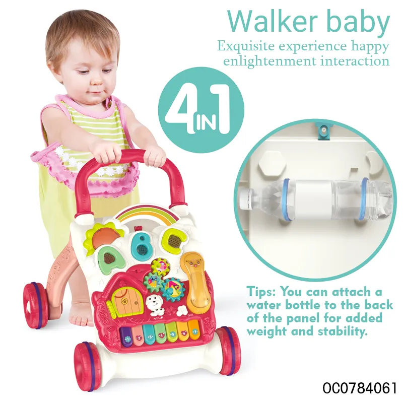 Low Prices Piano Table Wholesale Designed Music Educational Standing Baby Walker with Wheels