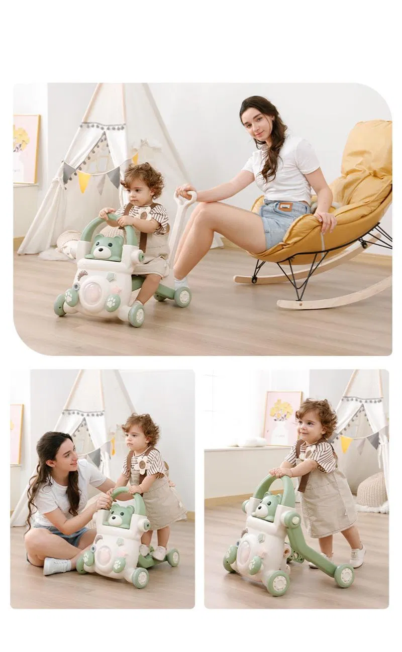 Modern Cheapest Price Music Cartoon Bear Wholesale New Designed Montessori Wheels Handle Infant Baby Push Walker
