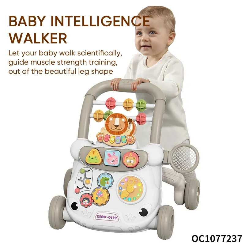 Wholesale Designed Plastic Musical Cartoon Montessori Toy High Quality Educational Standing Baby Walkers with Wheels