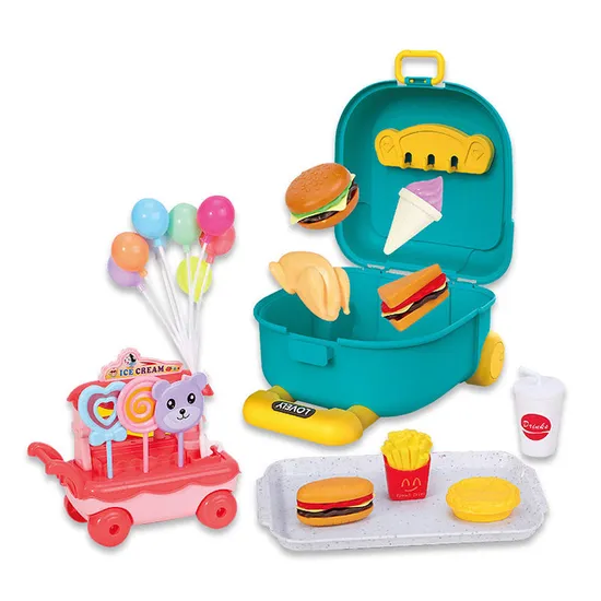 Wholesale Fast Food Hamburger Dog French Plastic Children House Play Gift Set Kitchen Toy Set for Kids