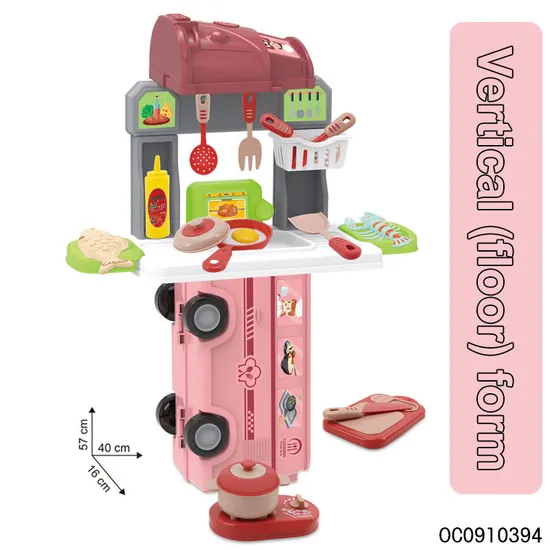 Wholesale Children's Plastic Pretend Role-Play Pink Kitchen Food Toys for Kids