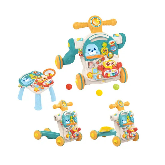 New 4 in 1 Multifunction Push Musical Wholesale Designed Educational Infant Standing Baby Walkers Toy
