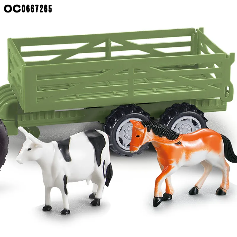 High Quality Kids Farm Learning PVC Cow Horse Animals Transport Trucks Children RC Tractor Model Toy Truck