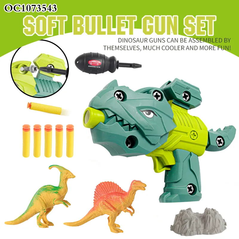 Wholesale Boys PVC Plastic Biq Dinosaur Toy Kids Assemble Soft Bullet Games Plastic Toys Gun