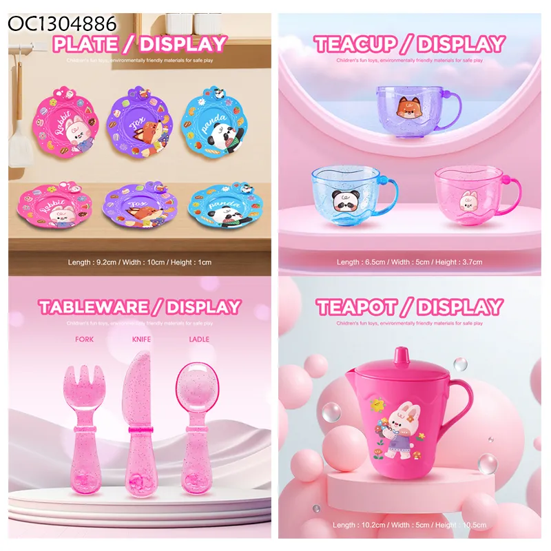 Wholesale Kids Party Pretend Play Food Kitchen Afternoon Tea Tableware Gift Toy Plastic Children House Play Set for Wholesale