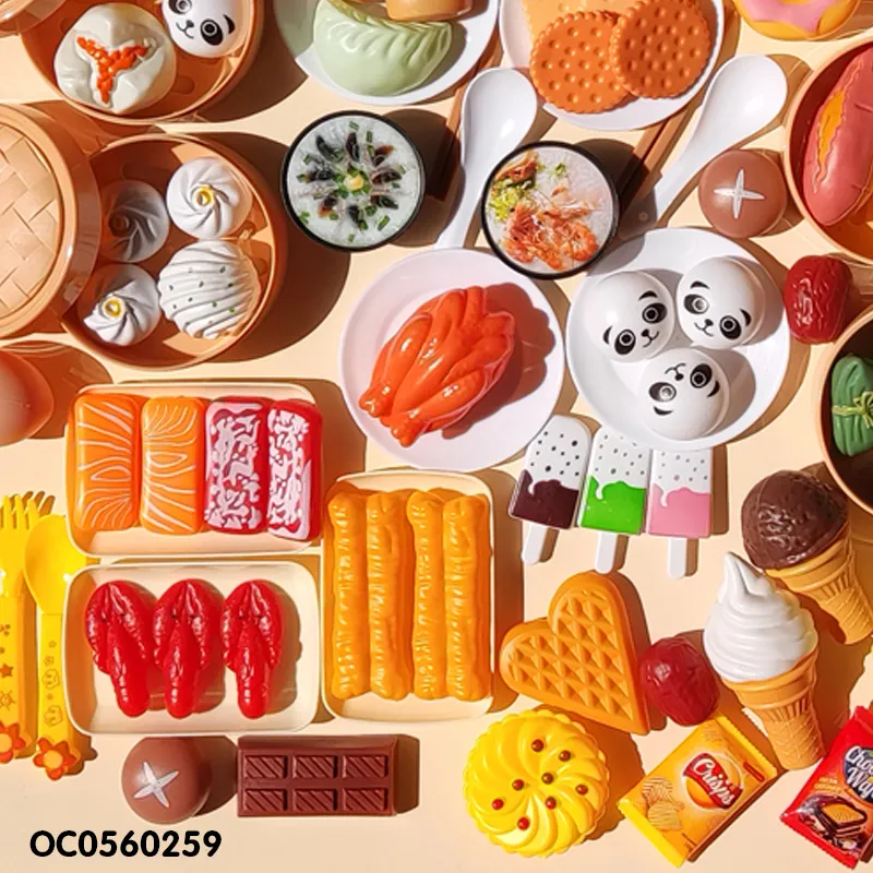 Wholesale 101 Pieces Felt Kitchens Plastic Pretend Play Food Educational Toy Gift Set for Kids