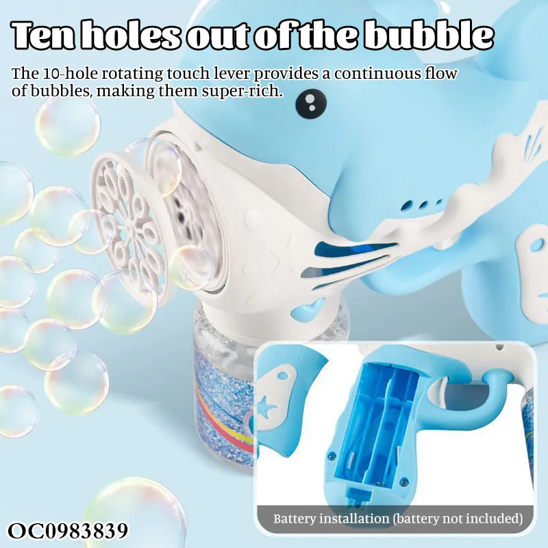 Outdoor Party Games Light up Electric Dolphin Bubble Machine Gun Toys for Kids