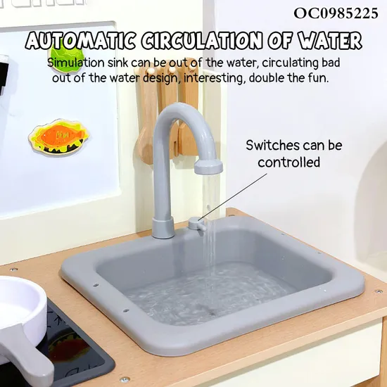 Wholesale Wooden House Miniature Cooking Stove Tableware Pretend Play Children's Plastic Spray Sink Kitchen Toy