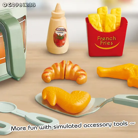 Wholesale Funny Household Electrical Appliances Air Fryer Plastic Kids Kitchen Fast Food Pretend Play Toys Set with Mist Spray