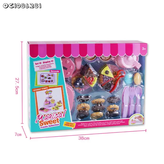 Wholesale Pretend Ice Cream Pretend Game Afternoon Tea Dessert Set Birthday Cake Cheap Children's Plastic Kitchens Food Toy for Kids