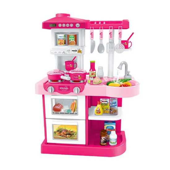 Big Wholesale Plastic Pretend Children House Play Kitchen Kids Cooking Set with Water Spray Sink