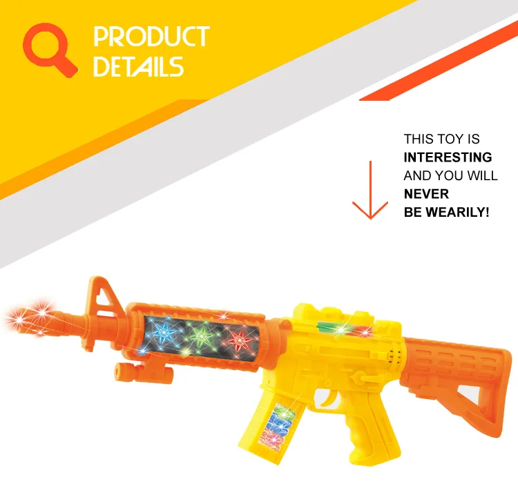 High Quality Boys Pretend Soldier Plastic Electric Realistic Gun Toys with 3D Light