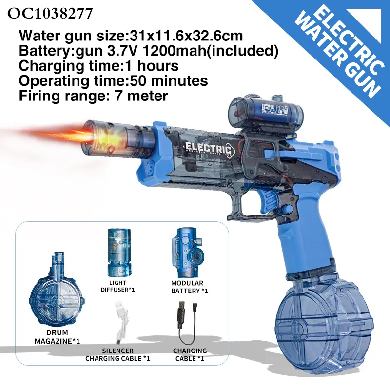 Handheld Summer Pool Water Game Toys High Powered Electric Water Gun for Adults Kids with Light