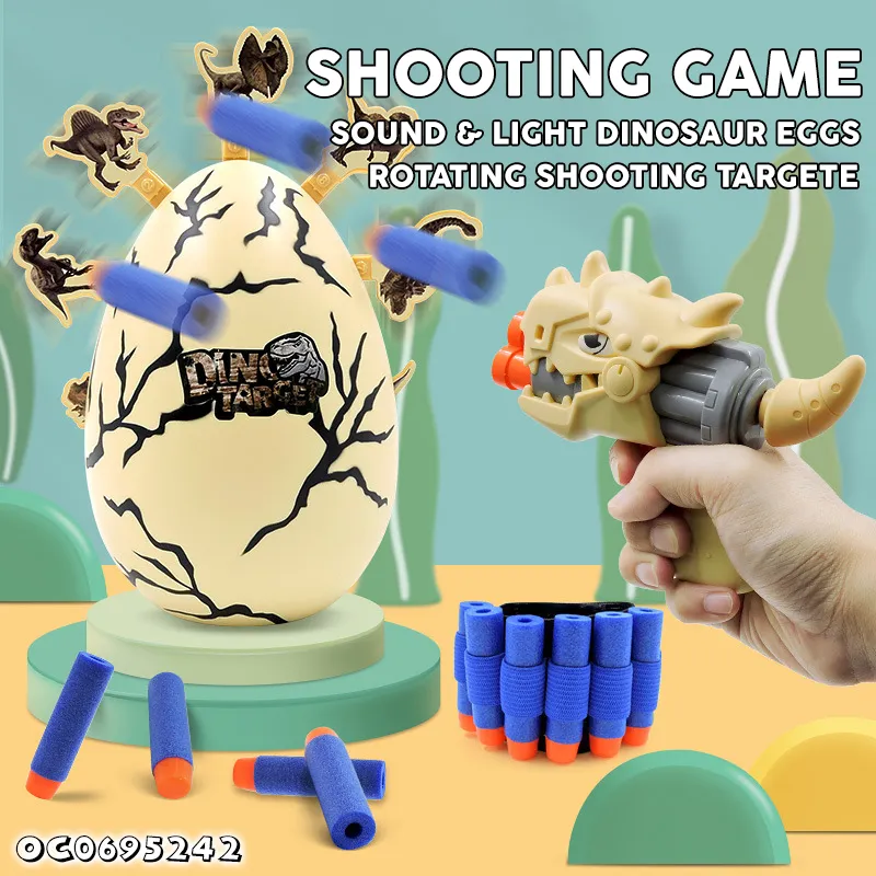 Plastic Indoor Shooting Electronic Rotating Movable Target Stand Game Dinosaur Guns Sniper Soft Bullet Toy Gun with Soft Bullet