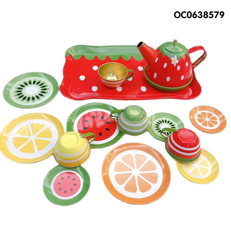 Wholesale Fruit Steel Tea Cups and Toys Mini Kitchen Pretend Gift Play Set