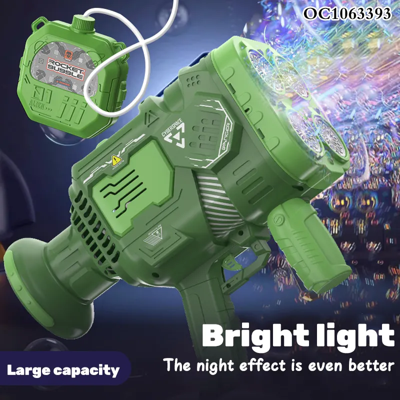 Chilidren Wholesale 48-Hole Battery Operated Rocket Soap Bubble Toy Gun OEM/ODM Plastic Machine with Light Music