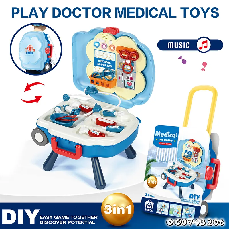 Light Music Function Hospital Role Play Montessori Baby Kids Electric Plastic Pretend Doctor Set Toy