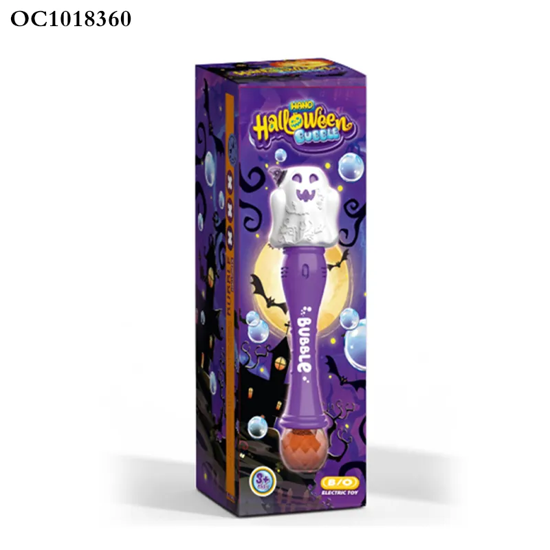 Soap Bubbles Gun Outdoor Play Battery Operated Halloween Bubble Blowing Wand Stick Toy Plastic with Light
