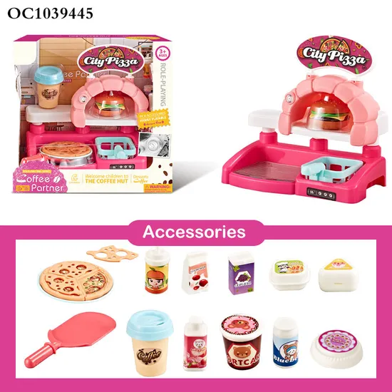 Multi-Accessories Fun Children Tools Pretend Game Fast Food Toys Kids Afternoon Coffee Machine Tea Plastic Toys