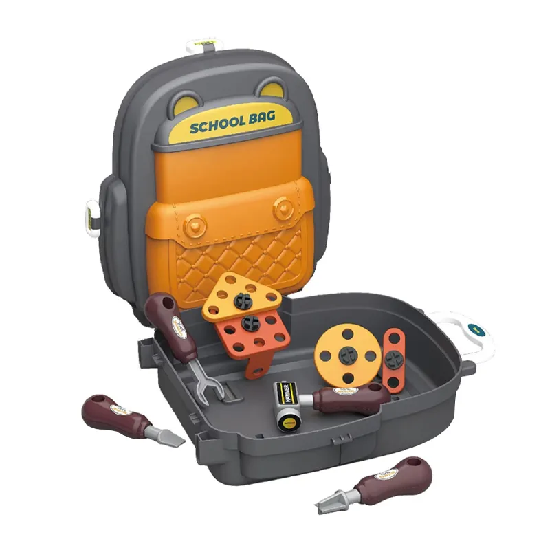 School Bag Kids Assembling Skill Development Toys Plastic Screw and Nut Hand Tools Game Toy Set for Boys Mechanics with Accessories