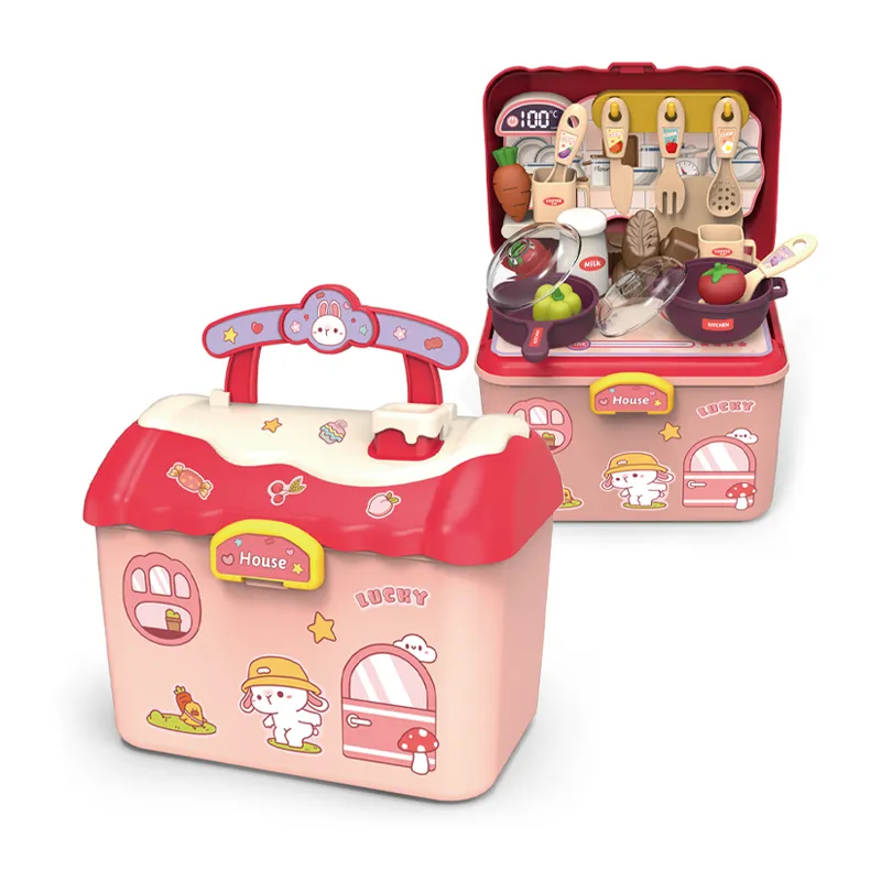 Educational Girl Children's Plastic Kitchen Pink Cooking Set Vegetable Fruit Food Toys for Kids