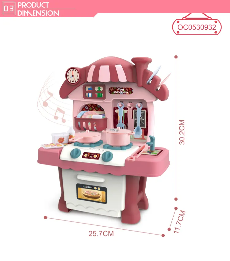 Plastic Pretend Cooking Toys Plastic Children House Play Mini Kitchen Set for Girls