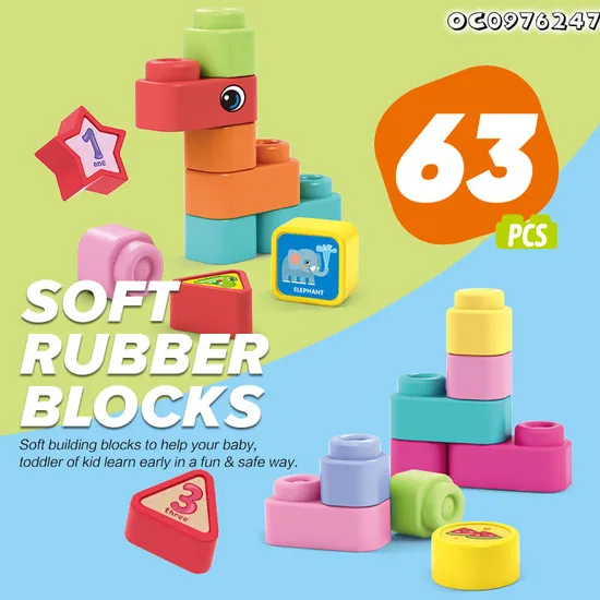 Wholesale Children's Building Silicone Soft Rubber Play Blocks Educational Fun Games Toy Set
