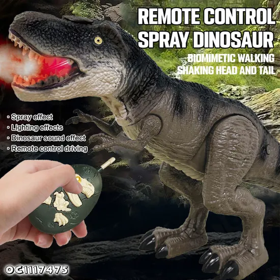 RC Model Remote Control Walking Dinosaur Toy Mist Action Realistic Jurassic Tyrannosaurus Rex Toy with Roar and Light for Boys Girls