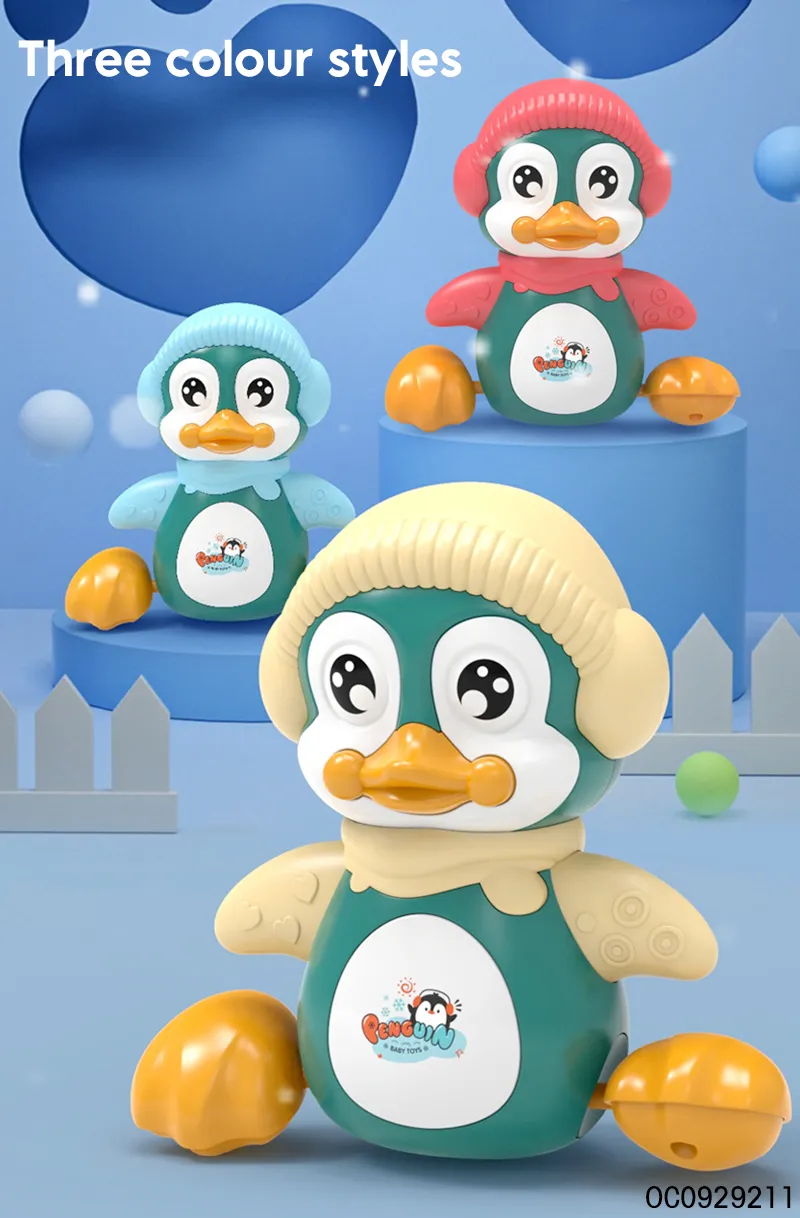 Hot Selling Wholesale Battery Operated Plastic Light up and Sound Penguin Animal Car Electric Baby Toy