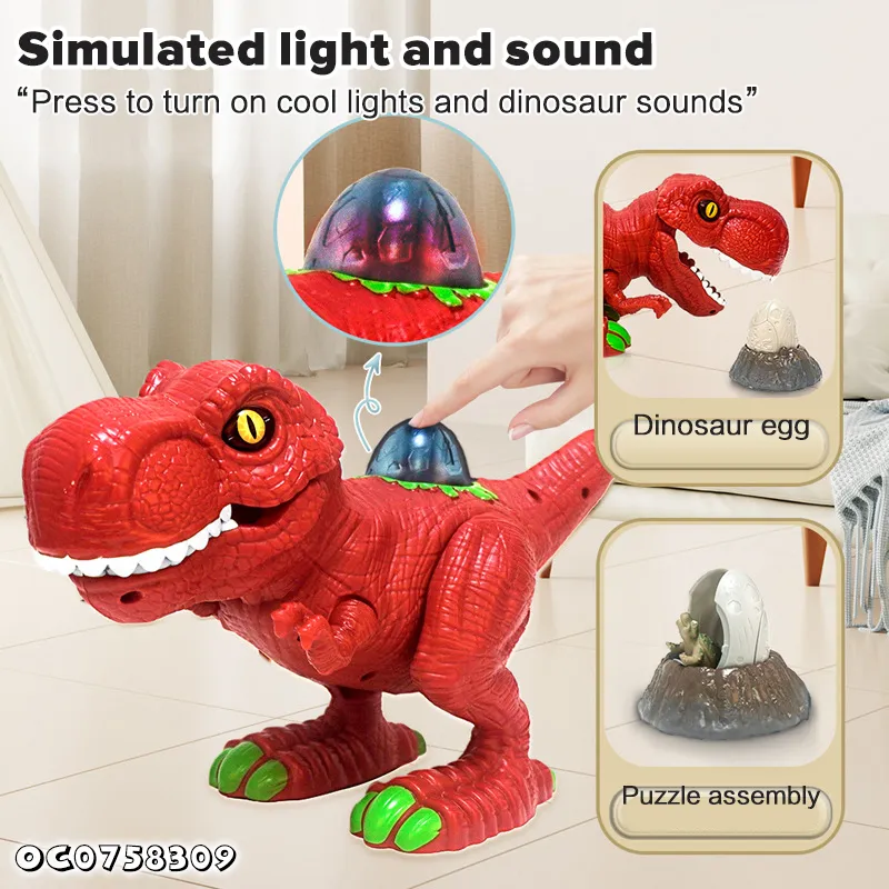 Wholesale Cute Plastic Dinosaur Egg Decoration Small Simulation Dinosaur Electric Walking Dinosaur Toys Light up Game with Sound