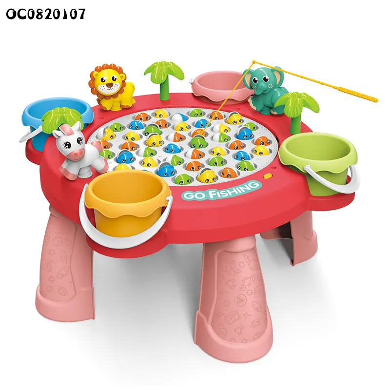 Wholesale Montessori Educational 4 Player Fish Table Game Board Electric Fishing Machine