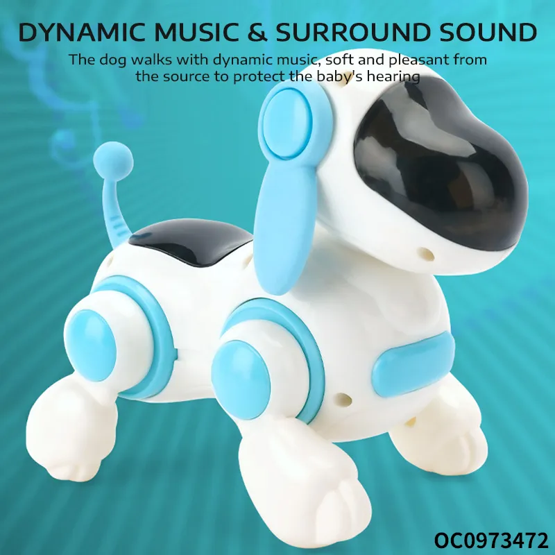 Popular Plastic Battery Operated Animals Walking Electronic Robot Dog Model Light Music Toys Dog for Kids