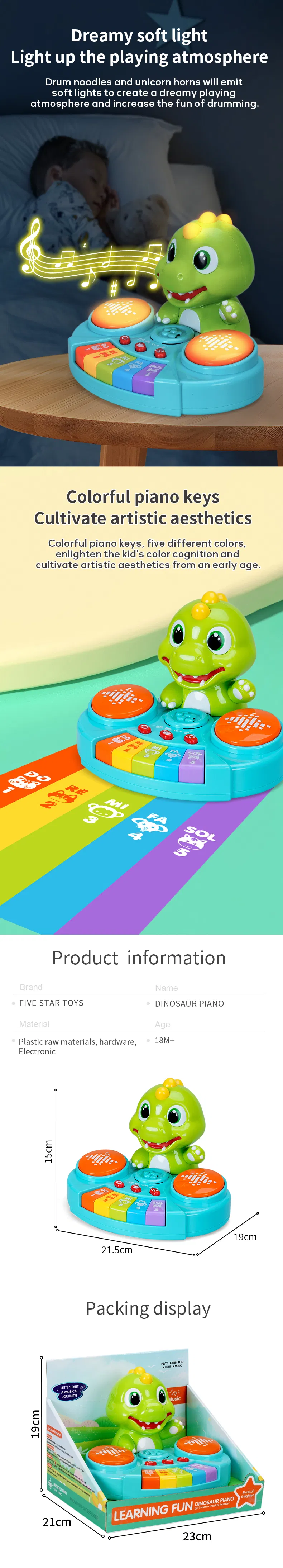 Wholesale Baby Learning Educational Musical Instrument Light up Plastic Animal Sound Electronic Cartoon Piano Keyboard Toy