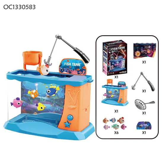 Wholesale Montessori Water Swimming Fishes Tank Sensory Electric Game Lights Toy for Children with LED Electric