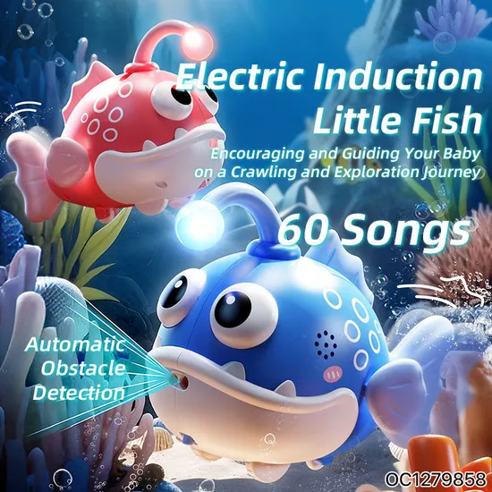 Wholesale Plastic Fish Baby Kids Crawling Learning Sensory Electric Montessori Fishing Game LED Light Music Toys