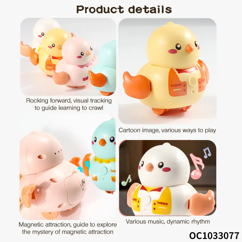 Wholesale Montessori Cartoon Animals Plastic Walking Yellow Baby Musical Sound Soothing Montessori Sensory Toys