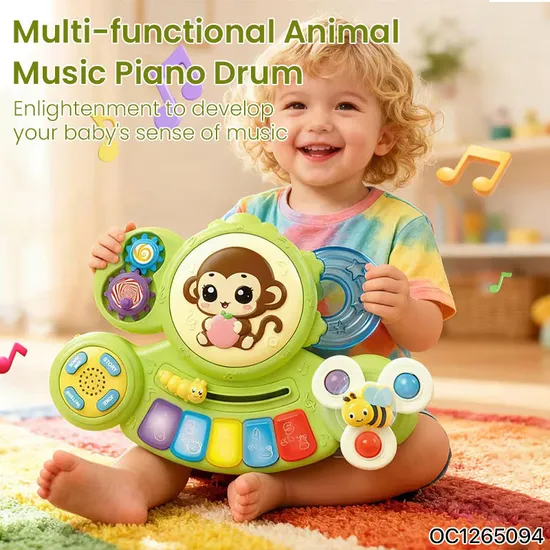 Wholesale Popular Baby Learning Educational Music Stand Hand-Eye Coordination Cartoon Piano Drum Toy