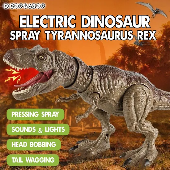Mist Spray Decompression Lighted up Sound Toys Walking Battery Operate Electric Dinosaur Simulation Games Toy for Children Kids