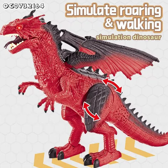 Interactive Realistic Walking Simulation Roaring Children Battery Operate Electric Dinosaur Robot Toy with Light up