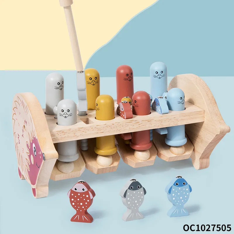 Wholesale 2in1 Wooden Montessori Educational Wooden Fishing Fish Game Board Toy