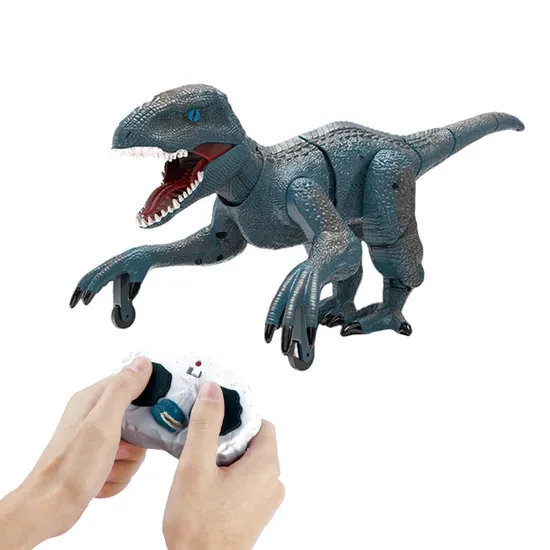 OEM ODM PVC Plastic Walking Robot Dinosaur Toy Realistic Eco Friendly Figure Blue Velociraptor Dinosaur Toys with Remote Control