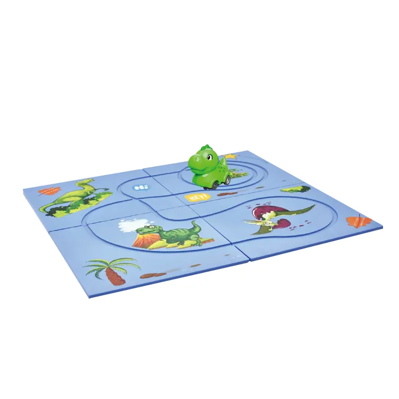 Interactive Floor Game Electric Dinosaur Car Assembly Jigsaw Puzzle Adventure Track Car Vehicle Toy