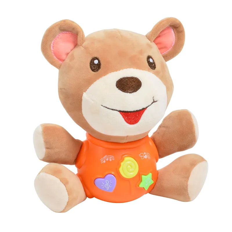 Wholesale Baby Sensory Stuffed Soft Plush Bear Animal Baby Toys with Music Light
