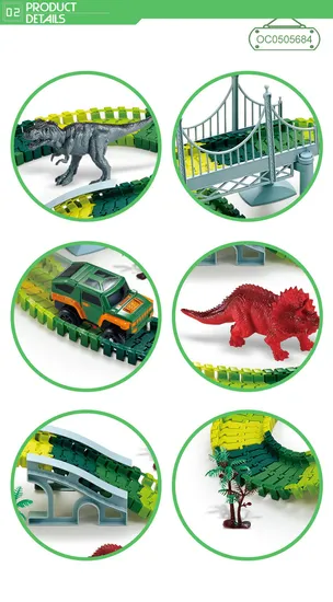 Plastic Dinosaur World Road Toy Car Race Tracks Assembly Toys Color Flexible Toys for Kids