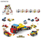 Wholesale Educational Montessori 6in1 Truck Mini Cartoon Plastic Building Block Car Toy for Kids