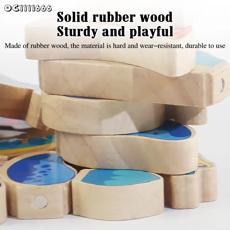 Wholesale Montessori 4PCS Cognitive Educational DIY 3D Dinosaur Wooden Block Toy for Kids
