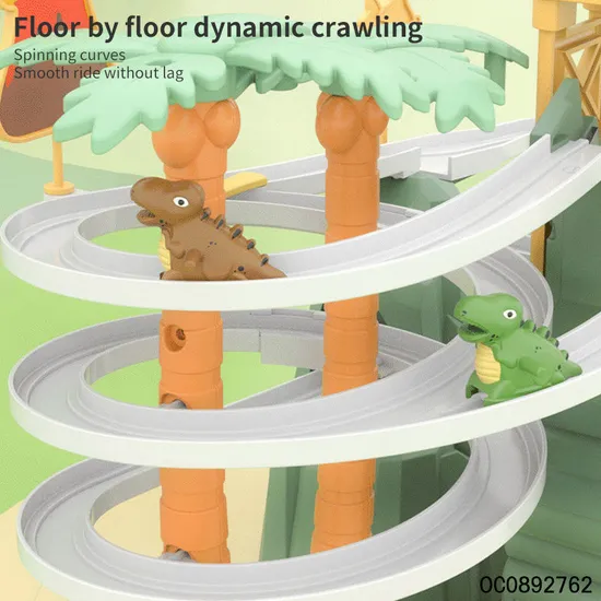 Electric Dinosaur Race Car Track Toys for Boys Car Adventure Toys with Plastic Ducks