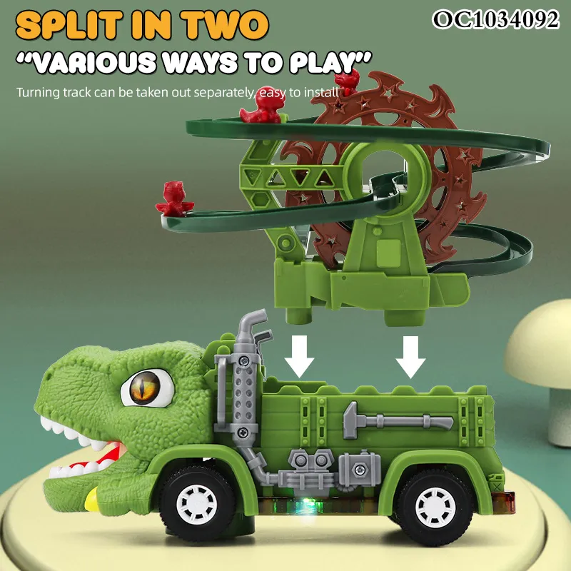 Rotating Plastic Ferris Wheel Multi Functional Electric Dinosaur Flexible Race Track Slide Toy with Light Music